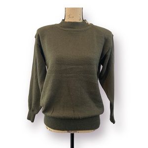 COMME CA DU MODE Vintage 90’s Wool Blend Mock Neck Sweater Olive Green Medium